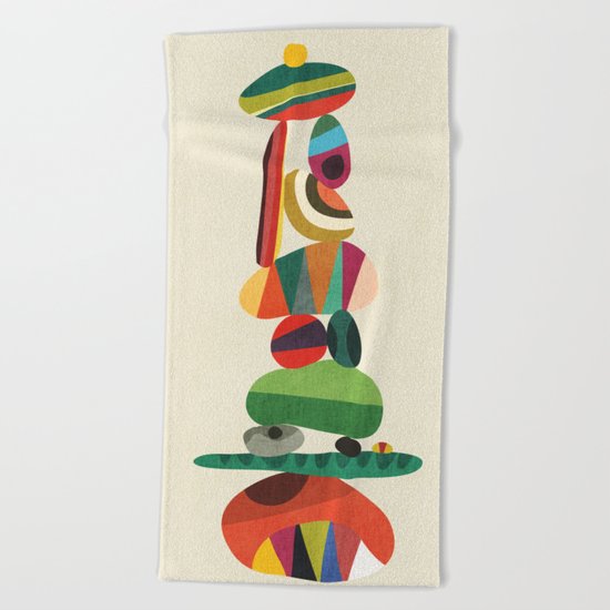 Totem - balanced pebbles Beach Towel