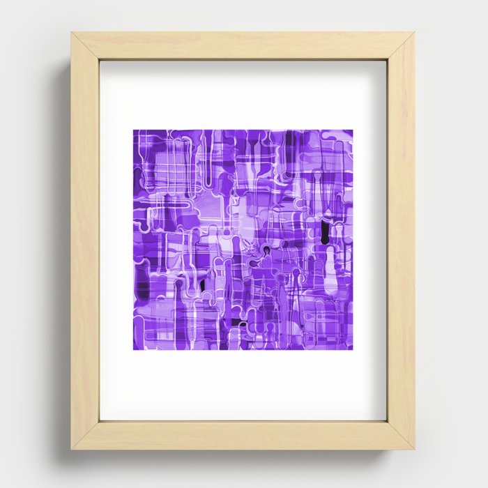Modern Abstract Digital Paint Strokes in Grape Purple Recessed Framed Print