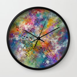 PAINT STAINED ABSTRACT Wall Clock | Contemporaryart, Bold, Rainbow, Contemporary, Colorful, Paintpalette, Flowing, Modernart, Palette, Popartdiva 