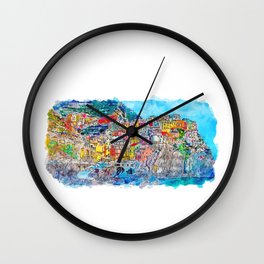 Italy watercolor Wall Clock | Italytrip, Italytourism, Italydesign, Italywanderlust, Italycity, Italydestination, Italyvibes, Italypainting, Italytravel, Italygift 