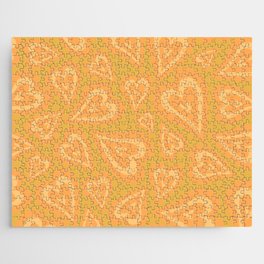 Retro Swirl Love - Yellow orange  Jigsaw Puzzle