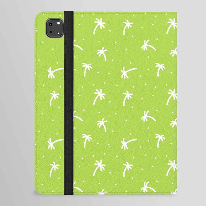 Apple Green And White Doodle Palm Tree Pattern iPad Folio Case