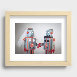 Two robots getting married Recessed Framed Print