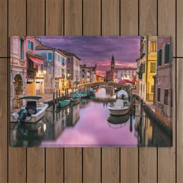 Italy Photography - The Beautiful Venice Canal In Purple Outdoor Rug