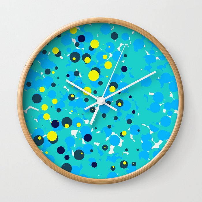 Blue Pop Drops of Water Pattern Wall Clock