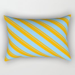 [ Thumbnail: Orange & Light Sky Blue Colored Striped/Lined Pattern Rectangular Pillow ]