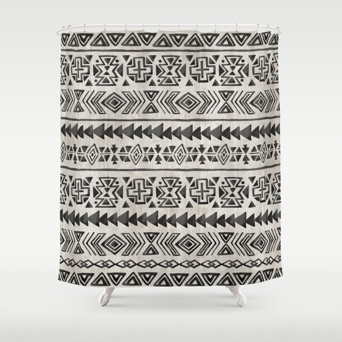 Boho Tribal Black Cream Geometric Print Ink Decor Shower Curtain By Cateandrainn Society6 Boho Tribal Black Cream Geometric, Black And Cream Shower Curtain