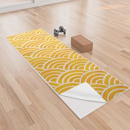 Japanese Seigaiha Wave – Marigold Palette Yoga Towel