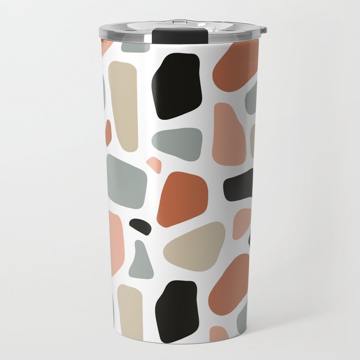 Abstract organic flat terrazzo shapes seamless pattern Travel Mug