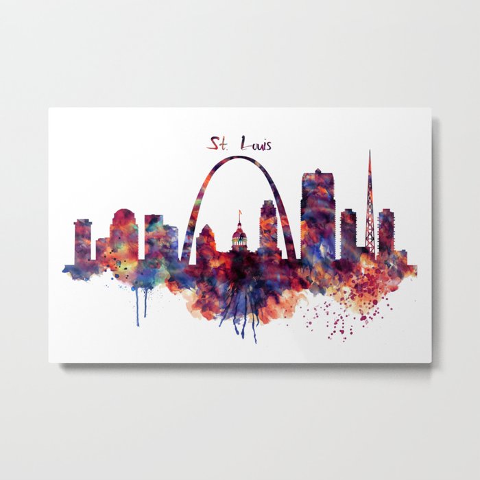 St Louis Watercolor Skyline Metal Print