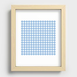 baby blue gingham Recessed Framed Print