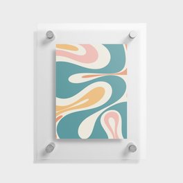 Mellow Flow Retro 60s 70s Abstract Pattern Teal Blush Mustard Cream Floating Acrylic Print