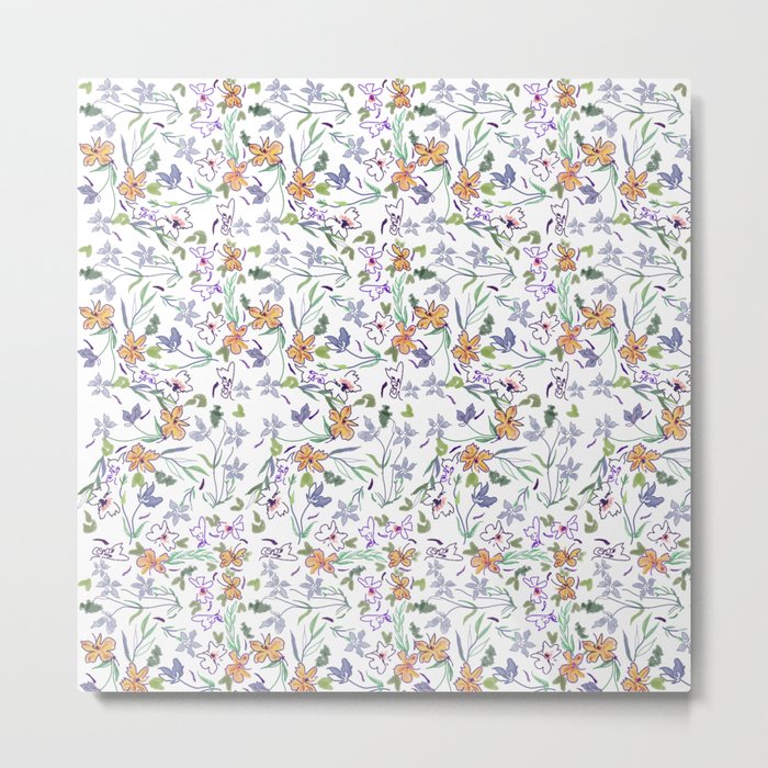 Simple Flowers on White Background Metal Print