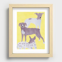 Three Dogs Lined Up - Purple and Yellow Recessed Framed Print