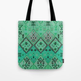 Green Bohemian Jungle Berber Moroccan Fabric Style Tote Bag