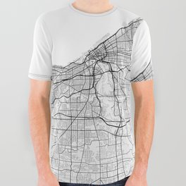 Cleveland City Map of Ohio, USA  - Light All Over Graphic Tee