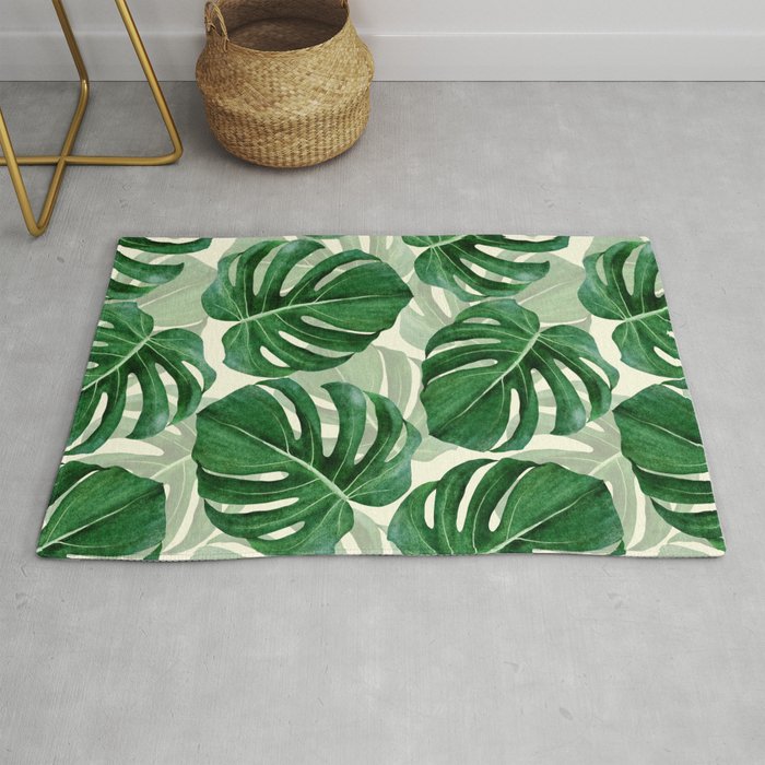 Tropical Monstera Leaf Large Scale Pattern Rug