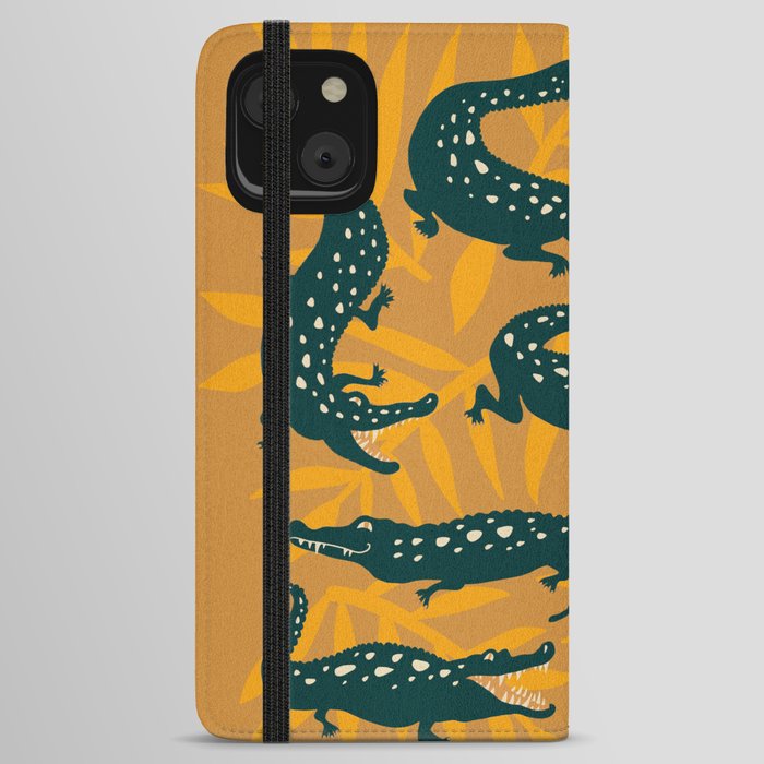 Alligator Collection – Ochre & Teal iPhone Wallet Case