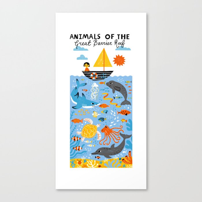 Animals of the great barrier reef Canvas Print