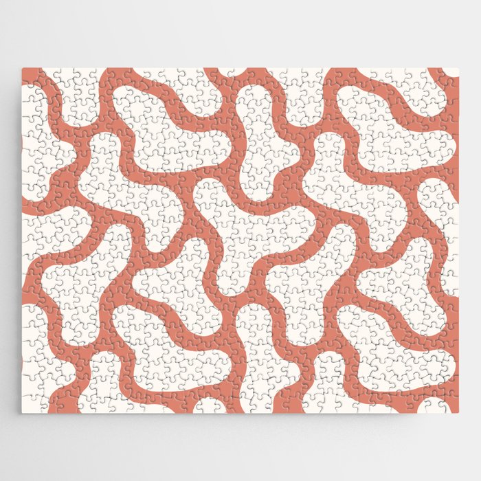 Abstract Groovy Shapes Pink Jigsaw Puzzle
