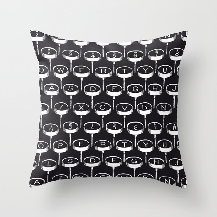 Infinite Typewriter_Black Throw Pillow