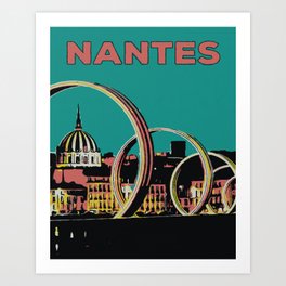 Nantes by Night Iconic View Art Print