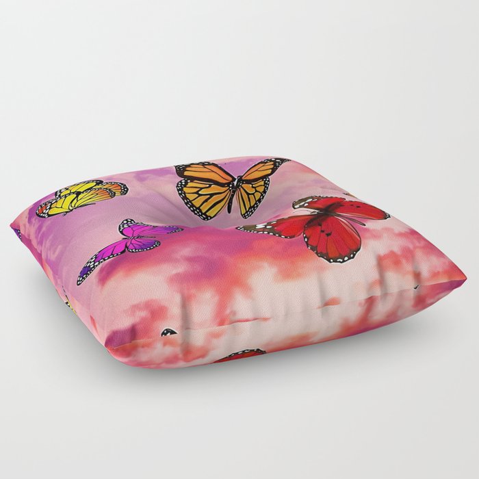 Butterflies in sky  Floor Pillow