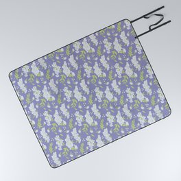 Cherry Blossoms on Periwinkle Picnic Blanket