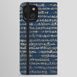 Ancient Egyptian Hieratic - navy & Green iPhone Wallet Case