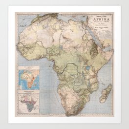 1885 Vintage Map of Africa Art Print