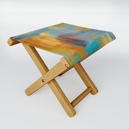 Golden Teal Abstract Folding Stool