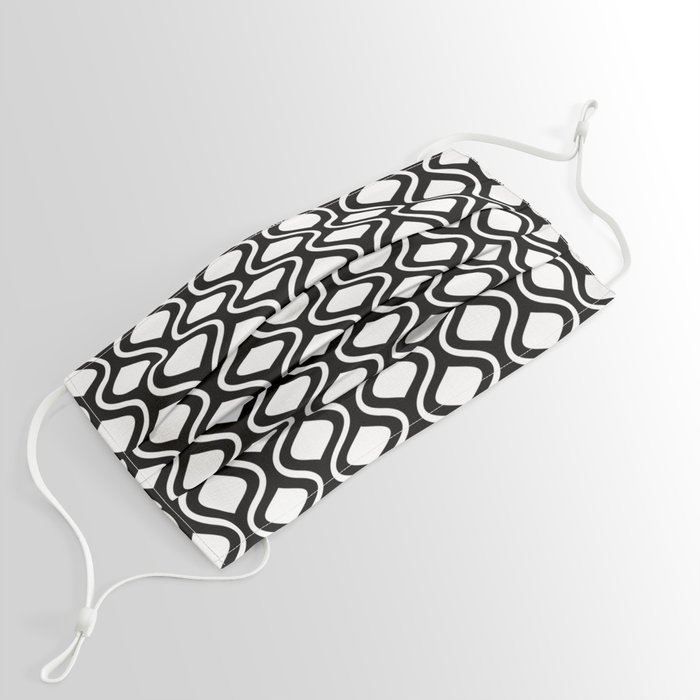 Moroccan Mid Century Black and White Lattice Pattern Face Mask