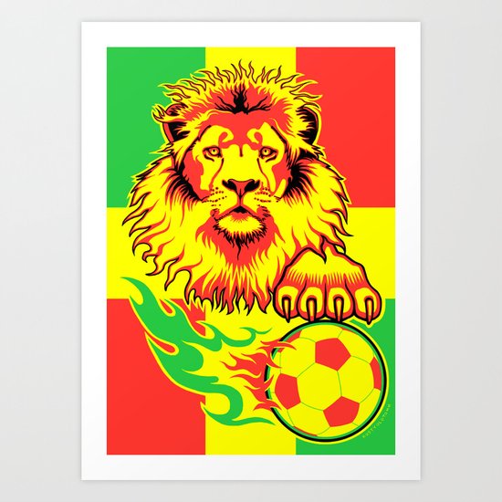 African Soccer Lion Art Print