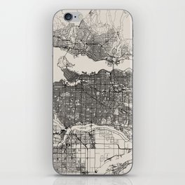Canada, Vancouver - Black & White Aesthetic City Map iPhone Skin