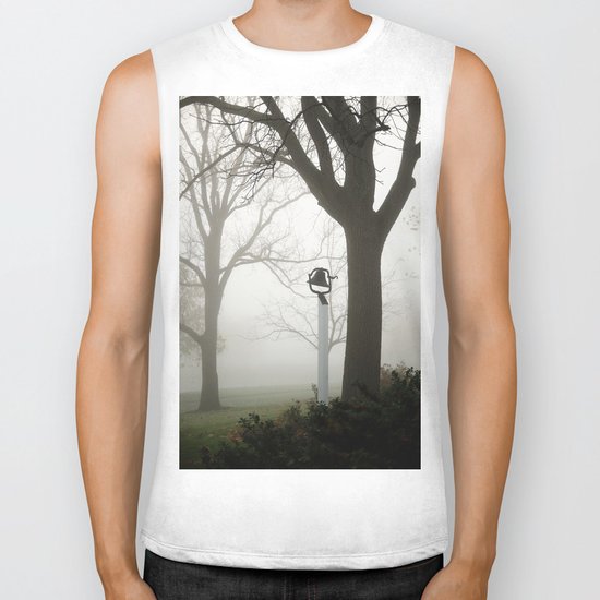 Misty school bell in autumn Biker Tank