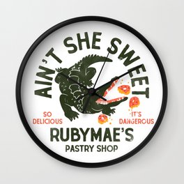 "Aint She Sweet" Cute Alligator Pastry Shop Design Wall Clock