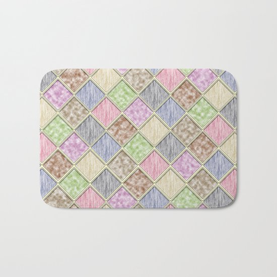 Colorful Seamless Rectangular Geometric Pattern IV Bath Mat