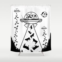 Alien cow abduction Shower Curtain