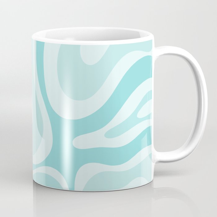 Modern Retro Liquid Swirl Abstract in Light Aqua Teal Blue Coffee Mug