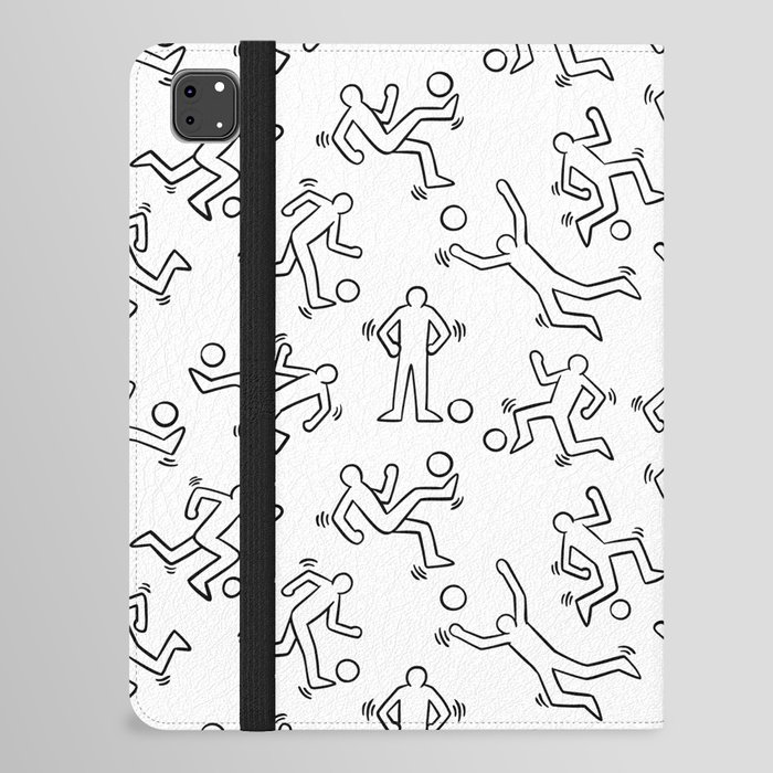 Soccer players doodle pattern. Digital Illustration Background iPad Folio Case
