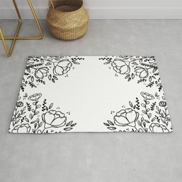 Black and white floral pattern Area & Throw Rug
