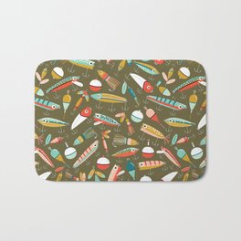 Fishing Lures Green Bath Mat