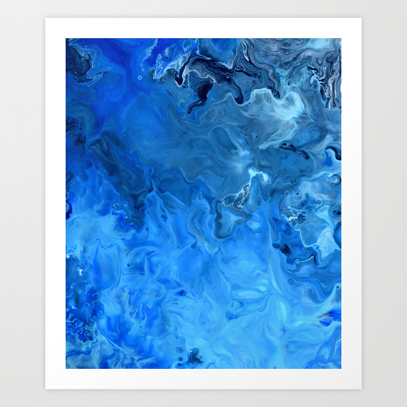 Blue Water Flow Acrylic Art Art Print By Colorflowcreations Society6