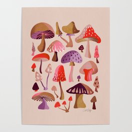 Mushroom Collection – Pink Poster