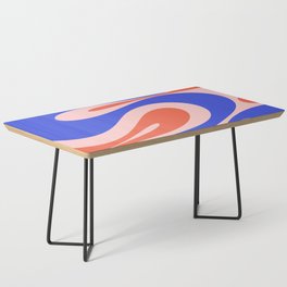 Mellow Flow Retro 60s 70s Abstract Pattern Royal Blue Pink Orange Coffee Table