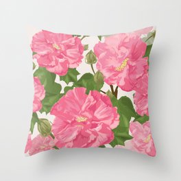 Pink Flowers Throw Pillow