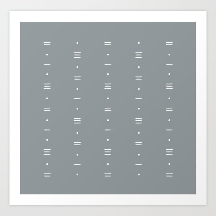 Dashes & Dots - Simple Dot & Line Pattern- Blue Gray Art Print