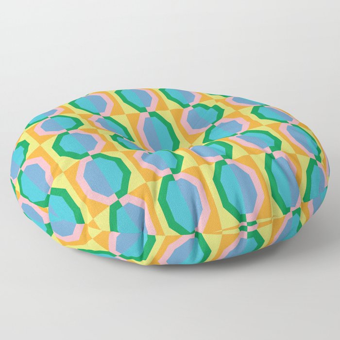 Colorful Whimsical Shapes 4 Floor Pillow