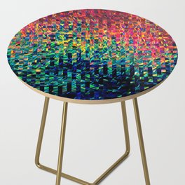 Distorted Red And Green Abstract Side Table
