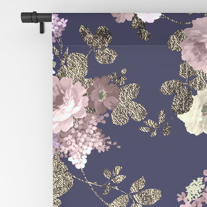 Elegant navy blue lilac pink gold glitter floral Wrapping Paper by Pink  Water